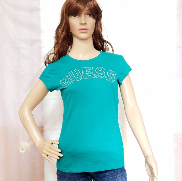 GUESS Logo Rhinestones Tee - Picture 6 of 6